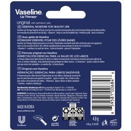 Vaseline Lip Therapy Original 8-Pack – Lip Moisturizer for Dry, Cracked Lips, 0.16 Oz Ea
