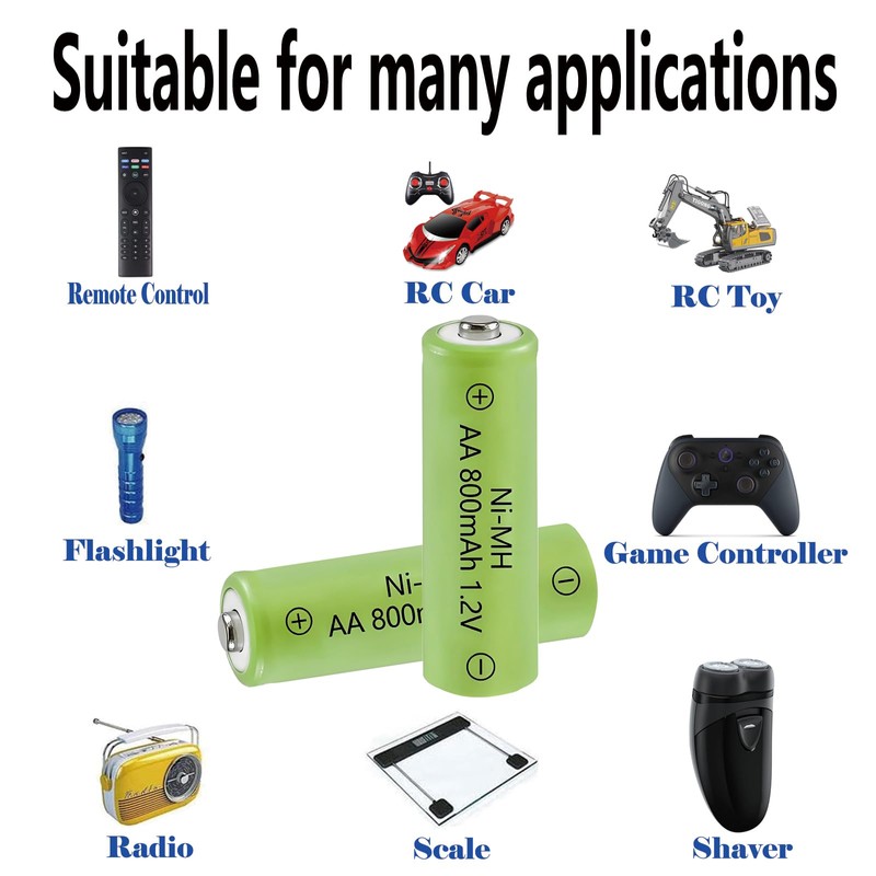 Lombaour AA 800mAh 1.2v Rechargeable Batteries,Double A High Capacity 1.2V