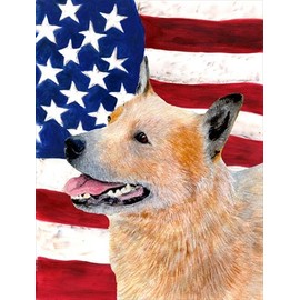 PatioPlus 11 x 15 in. USA American Flag with Australian Cattle Dog Flag44; Garden Size