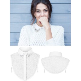 Bencailor 2 Pcs Rhinestone Fake Dickey Collar for Women False Half Shirt Blouse Detachable Collar