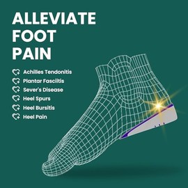 Welnove Welnove Shoe Inserts Gel Heel Cushion Cup for Achilles Tendonitis, Plantar Fasciitis, Heel Pain, Heel Spur, 1" Height Heel Lift Support for Women 4.5-7.5 & Men 4-6(1 Pair)