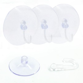 Kyuionty 30 Pack Suction Cup Hooks, Clear Plastic Suction Cups Wall Hooks Transparent Reusable Suction Cups Sucker Pads Hooks for Glass Window Wall Bathroom Shower Kitchen (50mm)