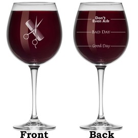 Wine Glass Mood Fill Lines Hairdresser Hair Stylist Scissors Comb (Large Stemmed, 20oz)