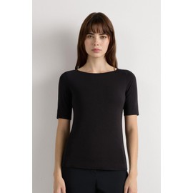 Intimissimi Woman's Fresh Bamboo Bateau Neck Top in Black, Size L