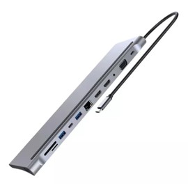 MR. GADGETS Hub 12 En 1, Puertos USB-C, USB 3.0, SDTF, Ethernet, 3.5 Audio, VGA, PD, Doble HDMI, RJ45, Base Plug and Play de Expansión Digital,...    