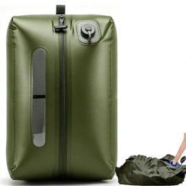 Vacuum Bag for Travel Organiser Packing Bag for Carry-On Luggage Backpack Suitcase Reusable Vacuum Seal Save Space Compression Bag with Built-in Pump & USB-C Charging (Dark Green)
