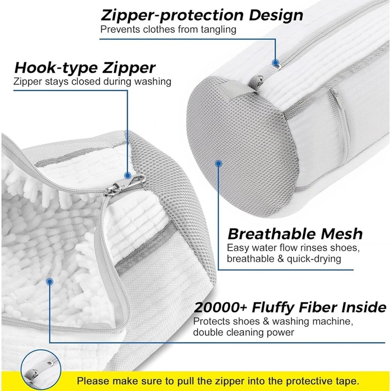Sezau Shoe Washing Machine Bag 2 Pack with Insole Pocket,