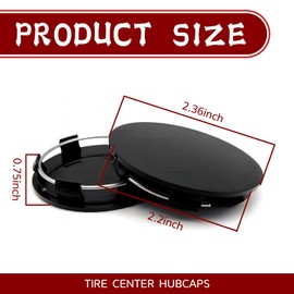 GRANDI Pack-4 Car Wheel Hub Center Cap, 2.36" OD 2.2" ID Wheel Hub Decoration, Universal Automotive Wheel Protector, for Most Cars (Black)