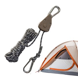 Camping Rope for Tarp | Heavy Duty Camping Rope | Wind Rope with Pulley, Adjustable Tent Rope, Weatherproof Camping Cord, Strong Rope Camping Accessories