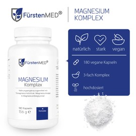 FrstenMED FrstenMED? 180 Magnesium Komplex Kapseln aus Magnesium-Citrat, Magnesium-Malat und Magnesium-Bisglycinat - Hochdosiert, Vegan & Ohne Zusatzstoffe