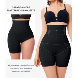 Nebility Tummy Control Shapewear Shorts High Waist Butt Lifting Panties Seamless Body Shaper Thigh Slimmer Black