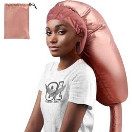 Bonnet Hair Dryer Attachment: Upgraded XL Hooded Dryer. Adjustable Soft Cap. Perfect for Natural Curly Hair Care, Styling & Fast Drying. - Color: Extra Large - Rose Gold