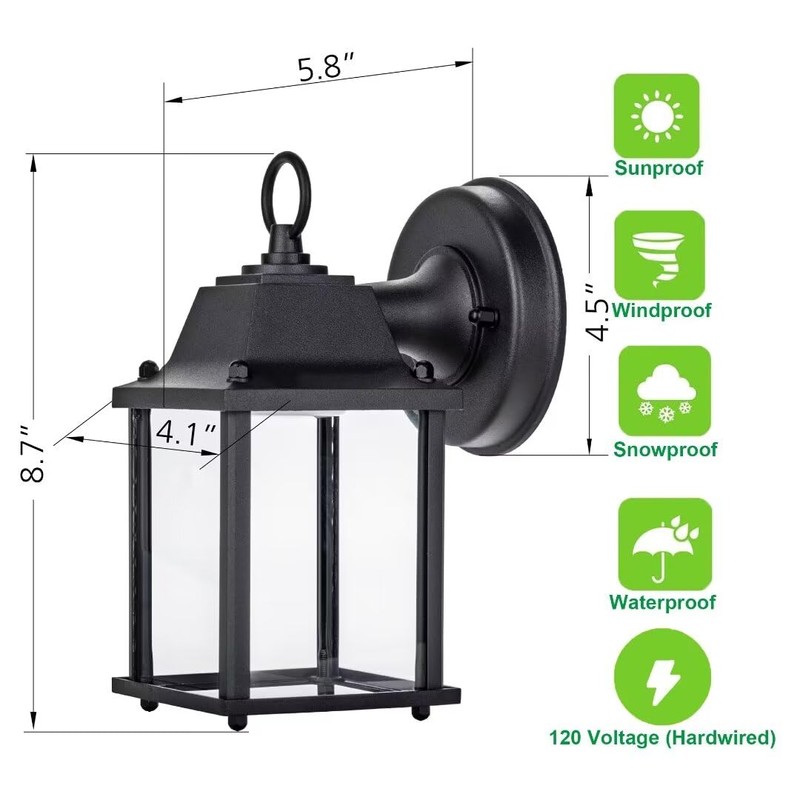 LIT-PaTH Outdoor LED Wall Lantern, Wall Sconce as Porch Lighting