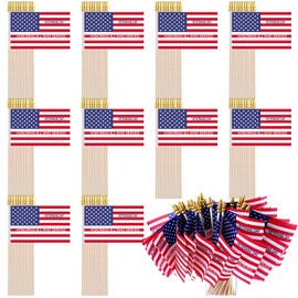 Mindsoft 50 Pcs Veterans Day Small American Flags on Stick 4 x 6 Inches Patriotic Mini US Handheld Flags with Wood Spearhead for Labor Day 4th of July Parades Patriotic Party Outdoor Lawn Yard Decor