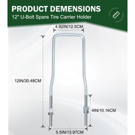 ELITEWILL 12" U-Bolt Spare Tire Carrier Holder Bracket for Trailer Side Mount 4 or 5 Lug Zinc Plated for Ski Boat, Fishing Boat and Sailboat Trailer