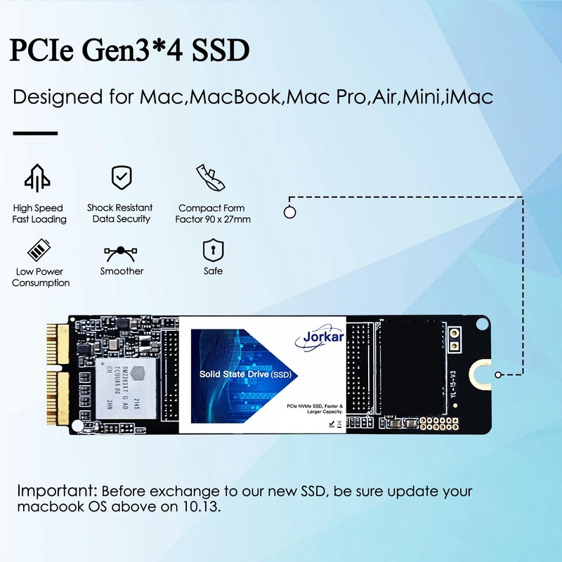 Jorkar SSD 512GB para A1466 Upgrade NVMe PCIe Gen3x4 M.2