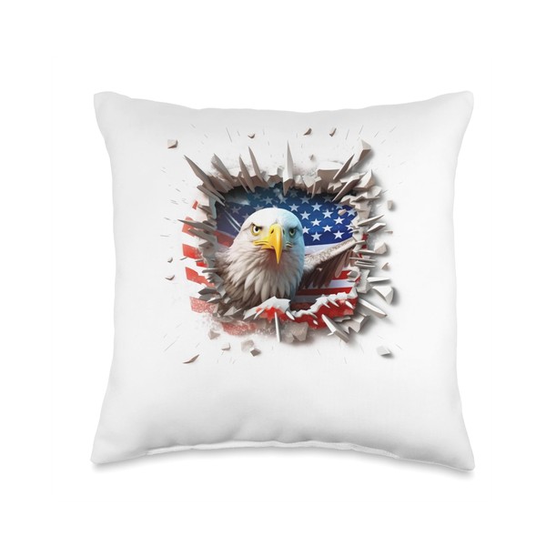 ZOK OMO Ahba American Bald Eagle Raptor Throw Pillow, 16x16,