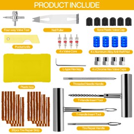 NLMWTI Tyre repair kit, 58 pieces tyre repair kit, car tyre repair kit, puncture kit for cars, motorcycles, trucks, ATV, tractors, etc