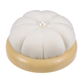 QUARKZMAN Wooden Base Pin Cushion Japanese Style Cute Pin Holder Round Shape for Sewing Quilting Crafts DIY Crafts Cream