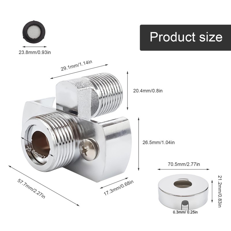 0XBIT Short Shower Tap Adaptor, Adjustable Angled Bent Base, Angled
