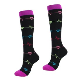 EZONEDEAL Compression Socks for Women & Men Knee High Compression Stocking Circulation is Best Support for Athletic Running, Hiking, Sports, Best Support, Running Travel (Black, L/XL)