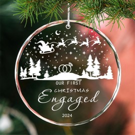 WANSHUNLMI Our First Christmas Engaged Ornament 2024, Engagement Gifts for Couples, Wedding Decoration, Bridal Shower Gift for Fiance Fiancee
