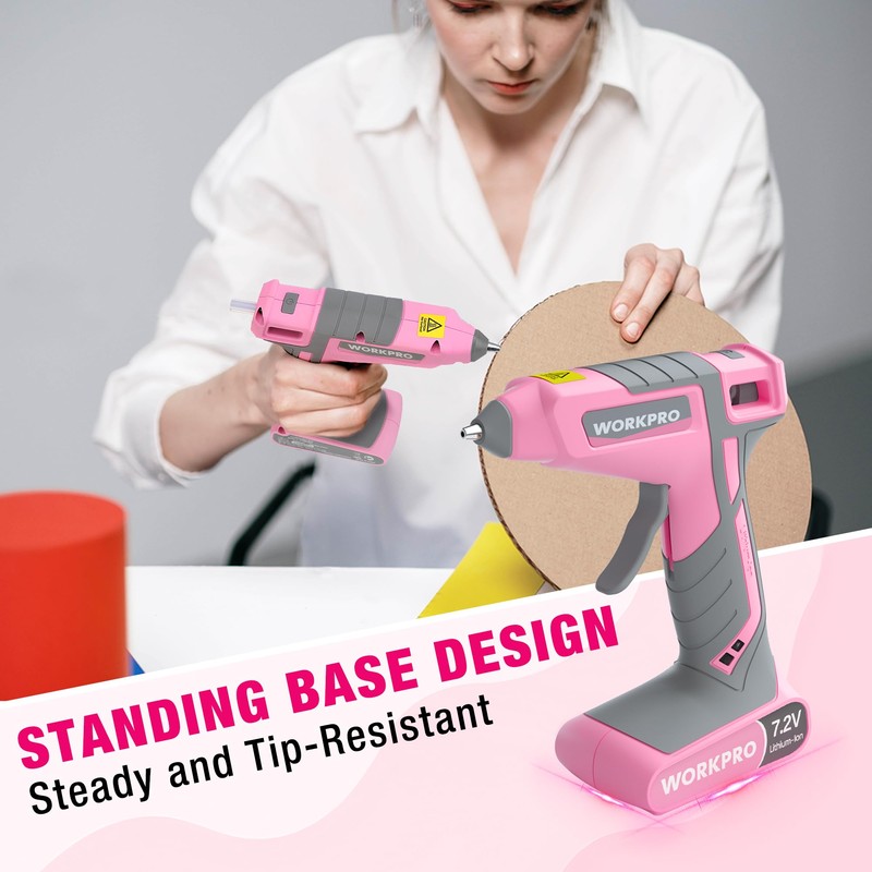 WORKPRO Glue Gun 7.2V, Corded & Cordless Using Hot Glue