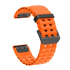Quicfit Band for Garmin Fenix 5/6/7/8 - 22mm Silicone Sport Watch Band (Orange)
