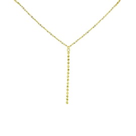 Hoops & Loops 14K Yellow Gold Italian Chain Diamond-Cut Beads Dainty Lariat Y-Necklace