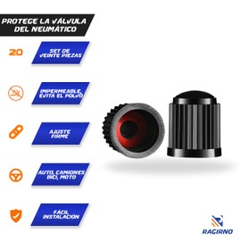 Ragirno Set de 20 Tapones para Llantas plásticas compatibles con válvulas de Carro, camioneta, Motocicleta, BMX y Bicicletas. Tapones Valvulas. Cubre Valvulas para Llantas. Valve Stem Caps