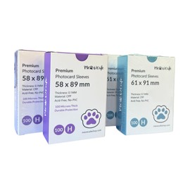 MEOWCAFE Premium CPP Card Sleeves Double Sleeve Set, 200 Inner Sleeves 58x89mm Size and 200 Outer Sleeve in 61x91mm Size, Strong, Thick, High Clarity Kpop Photocard Sleeve, 400 Sleeves Total