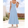 ZESICA Womens 2025 Summer Sleeveless Striped Midi Dresses Casual A