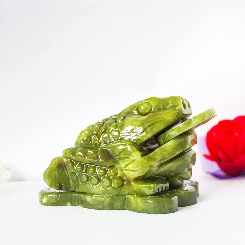 Addune Feng Shui Jade Money Frog Three Legged Wealth Frog