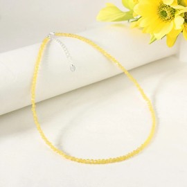 Unbranded Natural Citrine Tiny 2mm Beads Yellow Crystal Healing Necklace Gift for Women