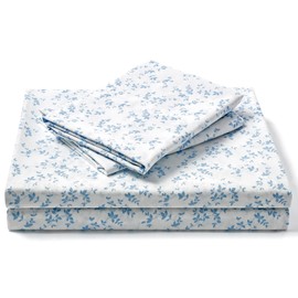 FreshCulture Floral Bed Sheets - Ultra Soft Twin Sheets Set - Brushed Microfiber Blue Floral Sheets - Deep Pockets up to 16" - Easy Care - Hotel Luxury 3 Piece Flower Printed Sheets Twin, Lille