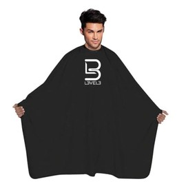 L3 Black Cape - Universal Size - Comfortable with Adjustable Neck Closure - for Barbers and Hair Stylist (2 Pack)