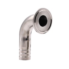 DERNORD Sanitary Hose Barb Pipe Fitting 1.5" Tri Clamp (50.5MM Ferrule) 90 Degree Elbow (Tube OD: 1"/25MM (1.5 Tri-clamp))