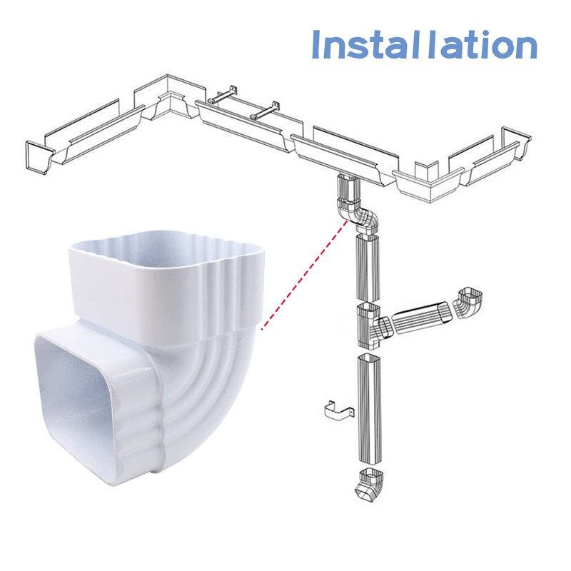2 x 3 inches Downspout Gutter Rainwater Pipe Diverter Aluminum