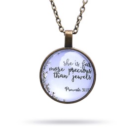 epiphaneia Christian Gifts for Women Proverbs 31:10 Pendant Necklace. Christians Jewelry for Women Religious Bible Necklaces for Woman of Faith. Gift for Mom on Mother's Day, Christmas, Birthday.