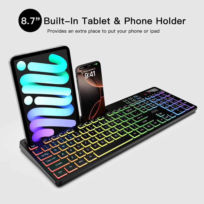 AOC KB600 Wireless Keyboard with 7-Color RGB Backlit, 2.4GHz Full-Size