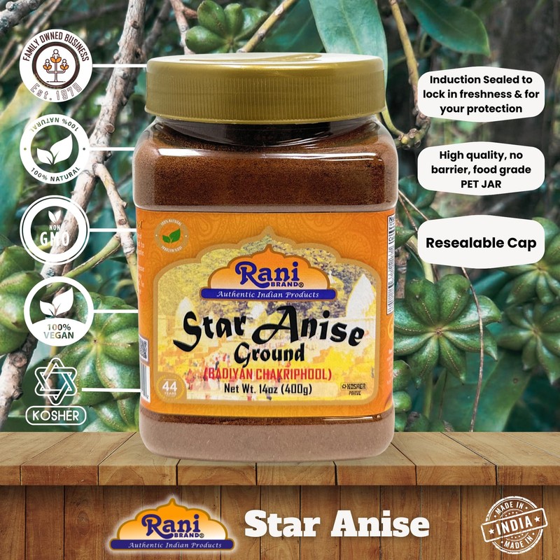 Rani Star Anise Powder (Badian Khatai) Ground Spice 14oz (400g)