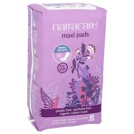 Natracare Natural Feminine Night Time Maxi Pads, Extra Long, 10 Count