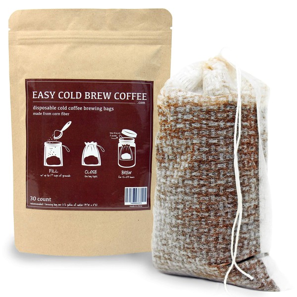 No Mess Cold Brew Coffee Filters - Easy, Single Use Filter Sock Packs, Disposable, Fine Mesh Brewing Bags for Concentrate, Iced Coffee Maker, French/Cold Press Kit, Hot Tea in Mason Jar or Pitcher