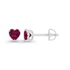 925 Sterling Silver 4mm Heart Shape Created Ruby July Birthstone