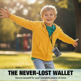 Kids Wallet for Boys with Lanyard, Little Boys Wallet for Kids Ages 4-5-6-7-8-9-10-12, Game Gamer Gaming Youth Wallets with Strap, Tri Fold Child Childrens Neck Wallets for Birthday Christmas Gift