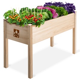 Maple99 Raised Garden Bed with Legs 48x24x30 - Natural Cedar Wood Elevated Planter Box with Bed Liner for Flowers, Veggies, Herbs - 200lb Capacity