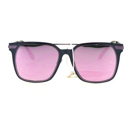 Womens Sunglasses Square Metal Frame Flat Top Bar Gunmetal, Lavender Mirror Lens