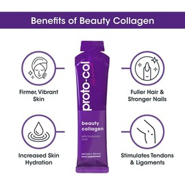 Proto-Col Beauty Collagen Supplements for Women - 10,000mg Bovine Collagen Peptides with Hyaluronic Acid, Vitamins and Minerals - Red Berry Flavour - 15 Sachets