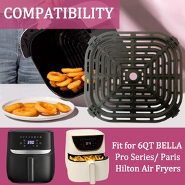 CyHiThai 6QT Air Fryer Crisper Plate for Bella Pro Series/Paris Hilton Air Fryers, Premium Air Fryer Grill Pan Plate Rack Tray Insert Grate Grid Shelf for 6QT Paris Hilton Air Fryers, Dishwasher Safe