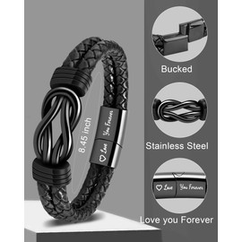 GBTBYS To My Man Bracelet, Valentines Day Gift for Men, Infinity Knot Leather Bracelets for Men Husband Boyfriend Fiance, Anniversary Birthday Gifts for Him